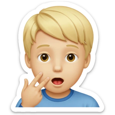 Un garçon blond qui ouvre la bouche laissant voir les numéros 6 7 sticker