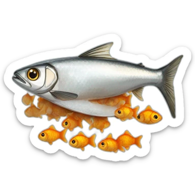 Open sardine can with goldfish inside sticker