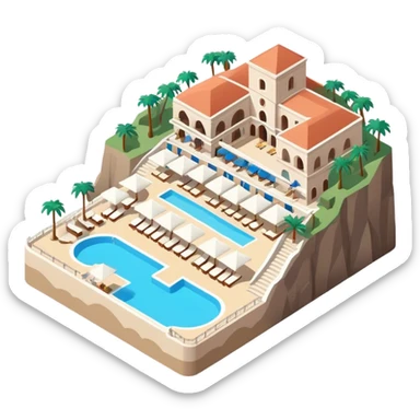 Italian amalfi coast beach club isometric sticker