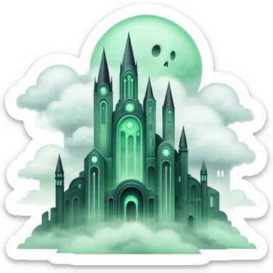Ghostly Pastel Black Green White Spectral Gloomy Dusky Dull Foggy Dystopian Apocalyptic Aesthetic Scenery Deco sticker