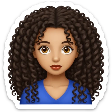 Beautiful Haitian and Puerto Rican girl with light brown skin and long black length very curly hair and beautiful hazel eyes sticker