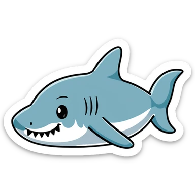 cartoon shark wearing colorful Air Jordans on all fins, playful and bold sticker