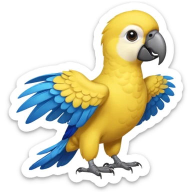 Pappagallo giallo e blu con il giallo sul petto le ali e la coda blu e la fronte poco poco verde sticker