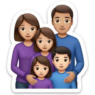 Family of four. a dad with brown hair mom with brown hair teen daughter with black hair and toddler boy with light brown hair sticker