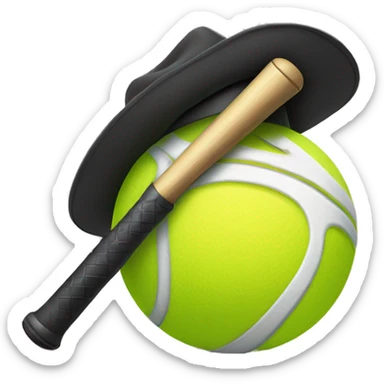 tennis ball wearing a detective hat holding a baseball bat sticker