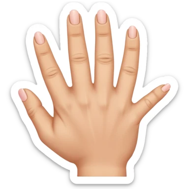 there's a space between thum and index finger. While index, middle, and ring finger are close to each other and there's also a space between ring and pinky finger. sticker