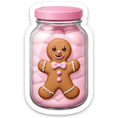pastel pink christmas gingerbread cookies in jar with pink lid  sticker