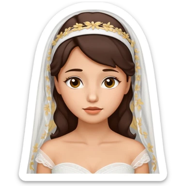 White tanned skin bride with dark hazel hair with a chin on her face sticker