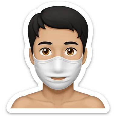 black hair man with white full clay face mask on sticker