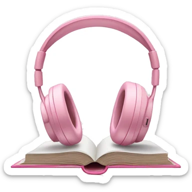 Light pink headphones laying on a closed light pink book sticker