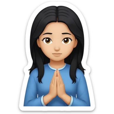 girl 2c 3a hair black hair prayer  sticker