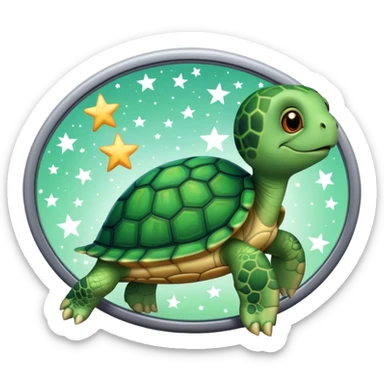 Turtle reflection in a mirror with stars sticker