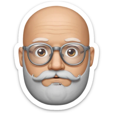Bald man with salt and pepper beard and glasses sticker