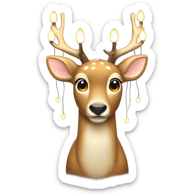 Deer with 8 warm white hanukah lights on antlers  sticker