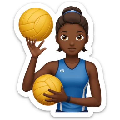 volleyball player, dark skin, with volleyball ball sticker