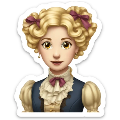 Wealthy Victorian girl with blonde sausage curls with ribbons very detailed and realistic sticker