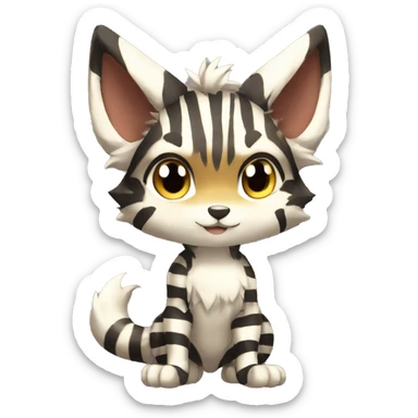 shiny, striped, Kemono-style, Chibi, Anthro-Fur-Sona-Fakémon, Full Body sticker