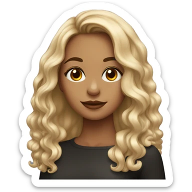 una chica, cabello color negro, pelo largo medio onduado, con ojos marrones y piel blanca sticker