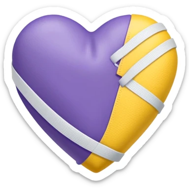 purple and yellow heart with a bandage sticker