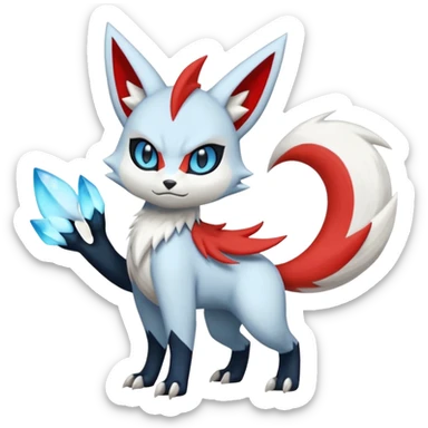 Albino Snowy Meloetta-Litten-Zangoose-Guilmon-Darkrai-Pokémon-Fakémon-fusion-hybrid-creature sticker