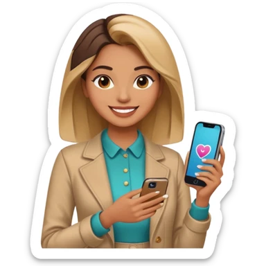 una señora entrando a mi  Instagram  para promocionar mi marca sticker