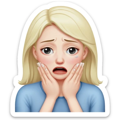 Woman choking herself with both hands and crying sticker