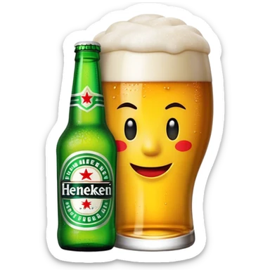 Cinematic Realistic Heineken Pop Culture Emoji, showcasing an iconic beer moment rendered with crisp textures and vibrant, energetic lighting. sticker