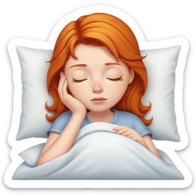 Ginger girl trying to wake up in early morning sticker