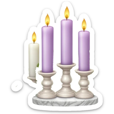 Aesthetic scenic beautiful gorgeous pretty elegant sparkly shiny scene of Candles white and with flowers and marble pedestals and lush vines and ferns sticker