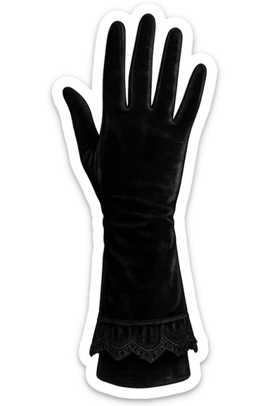 realistic goth black velvet glove, highly detailed, no background sticker