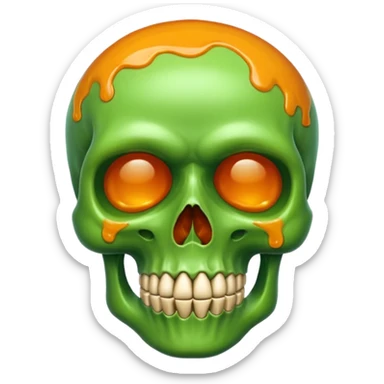 A green skull with marmalade sticker