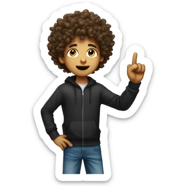 Curly hair boy dabbing finger up sticker