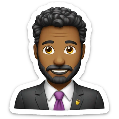 um homem de terno e gravata,sem cabelo na cabeça e com barba  sticker