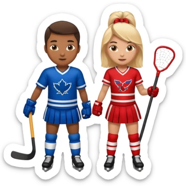 Hockey player and cheerleader sticker