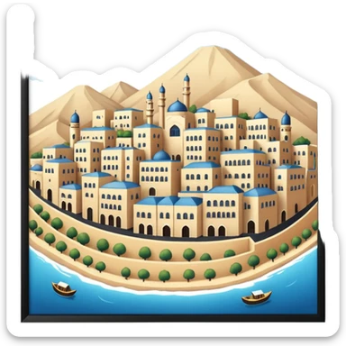 little city and many, small, ordinary, simple, home, Iranian-style, 1980  sticker