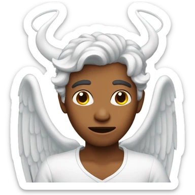 an angel with devil's horns sticker