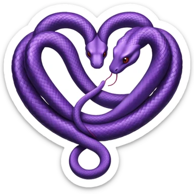 Two purple snakes making a heart sticker