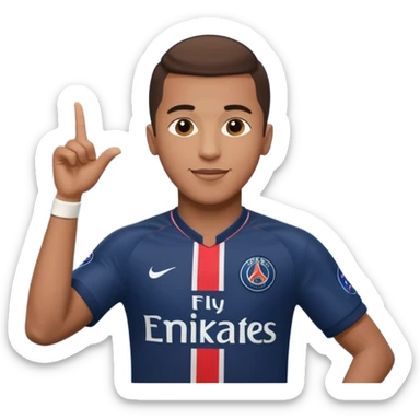 football player inspired by the reference image, PSG kit, doing a signature goal celebration sticker