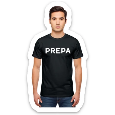  T-shirt with the words “prepa udem” printed in small white text on the chest. The shirt has a simple, casual fit and a clean, minimalist look. sticker