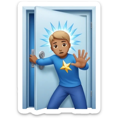 A closed door with a hand knocking on it. Because success isn’t about waiting—it’s about knocking until someone answers.blue power magic on knocking sticker