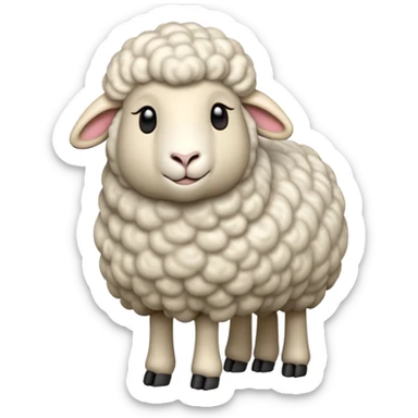 cinematic-[sheep]-realistic-full-body-standing-emoji,-tail-flicking-lazily,-head-tilted-dramatically,-curly-[white]-fur,-simplified-yet-realistic-focused-features,-highly-detailed,-glowing-with-an-almost-sarcastic-glow sticker