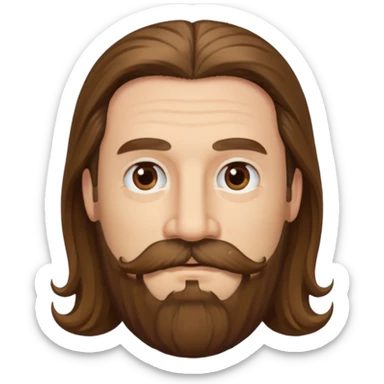 MID AGE MAN WITH LONG HAIR, MOUSTACH AND BEARD sticker