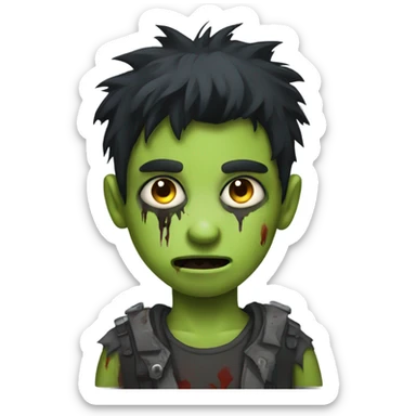 boy zombie with black wolfcut hair sticker