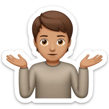 Guy shrugging his shoulder with 6 on one and 7 on the other sticker