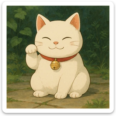 white lucky cat sticker
