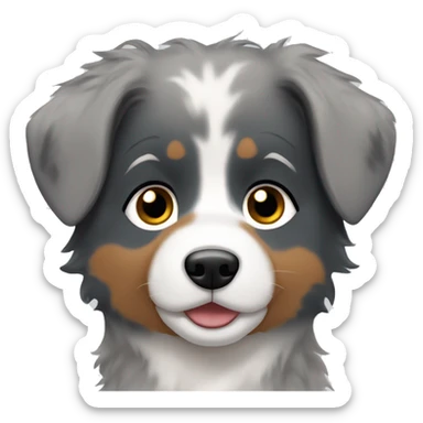 Brunette woman with short hair and blue Merle Australian shepherd sticker