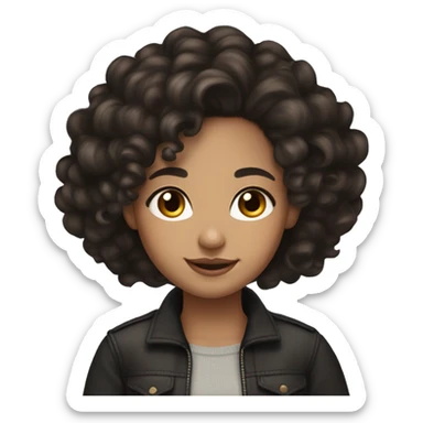 Lightskin girl with long curly black hair with dark Brown eyes and with a dimple in her cheek and with veneers  sticker