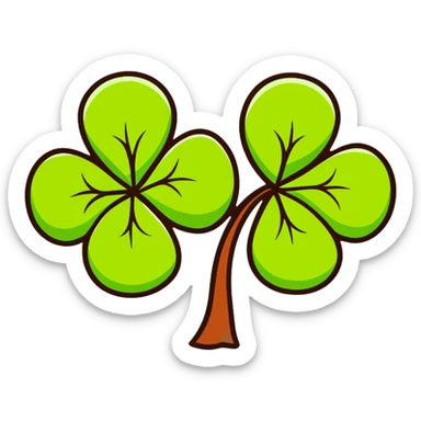 lucky four-leaf clover and kiwi fruit sticker