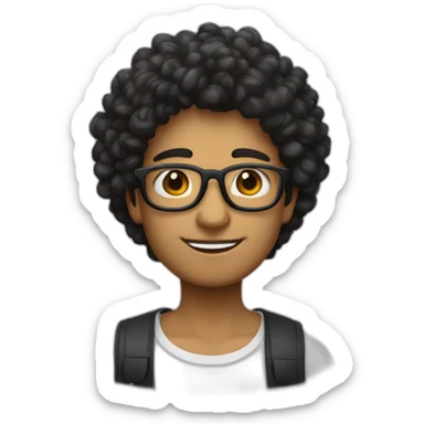 chico con lentes y pelo negro peinado para el costado izquierdo blanco y joven  sticker