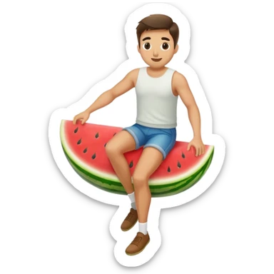 Man riding fruit sticker